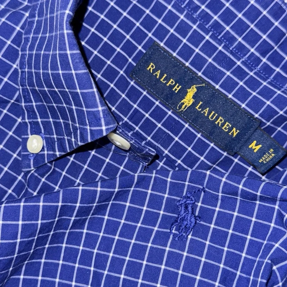 Polo Ralph Lauren Long Sleeve Button Up Oxford Men's M Blue White Windowpane